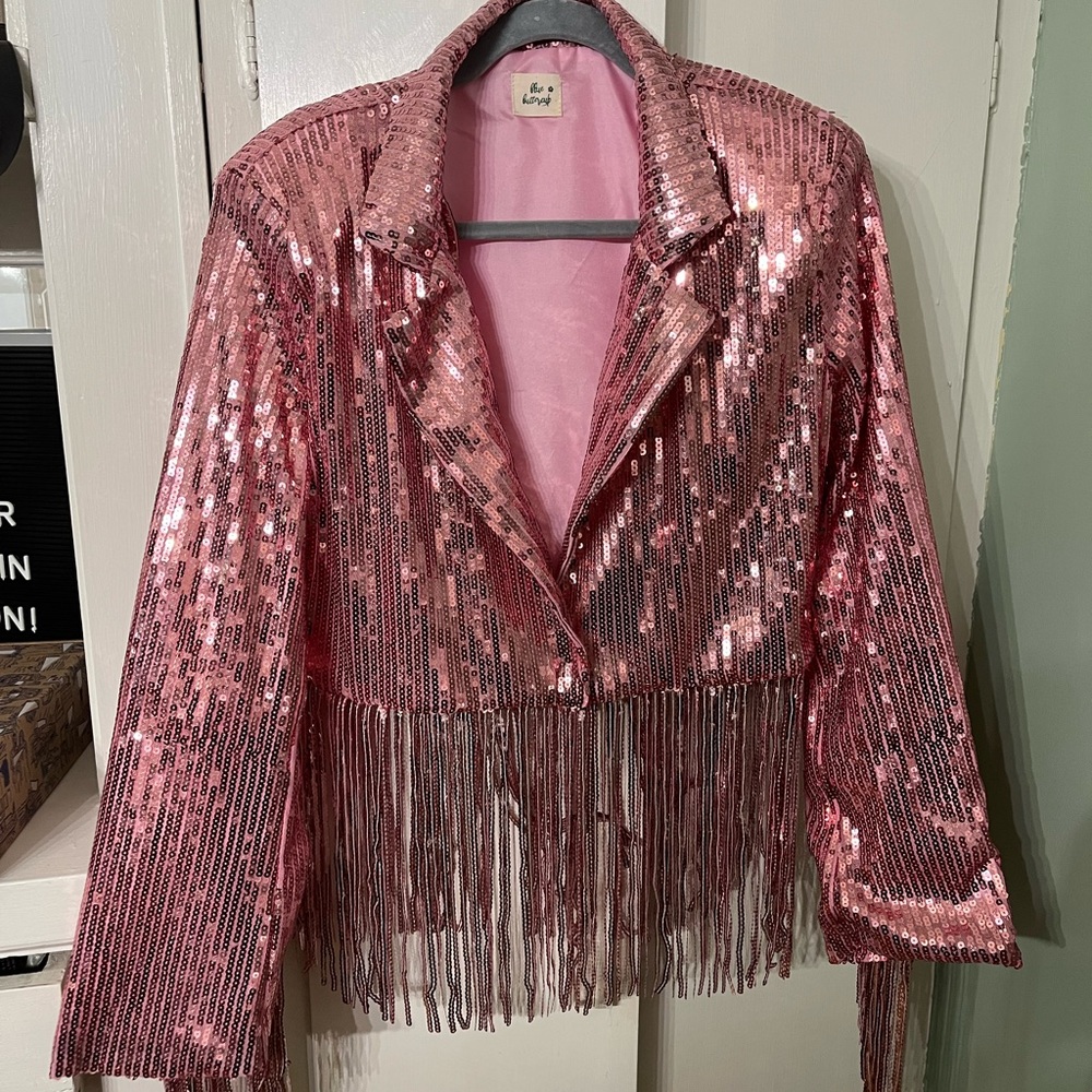 Lover Pink Sequin Fringe Jacket